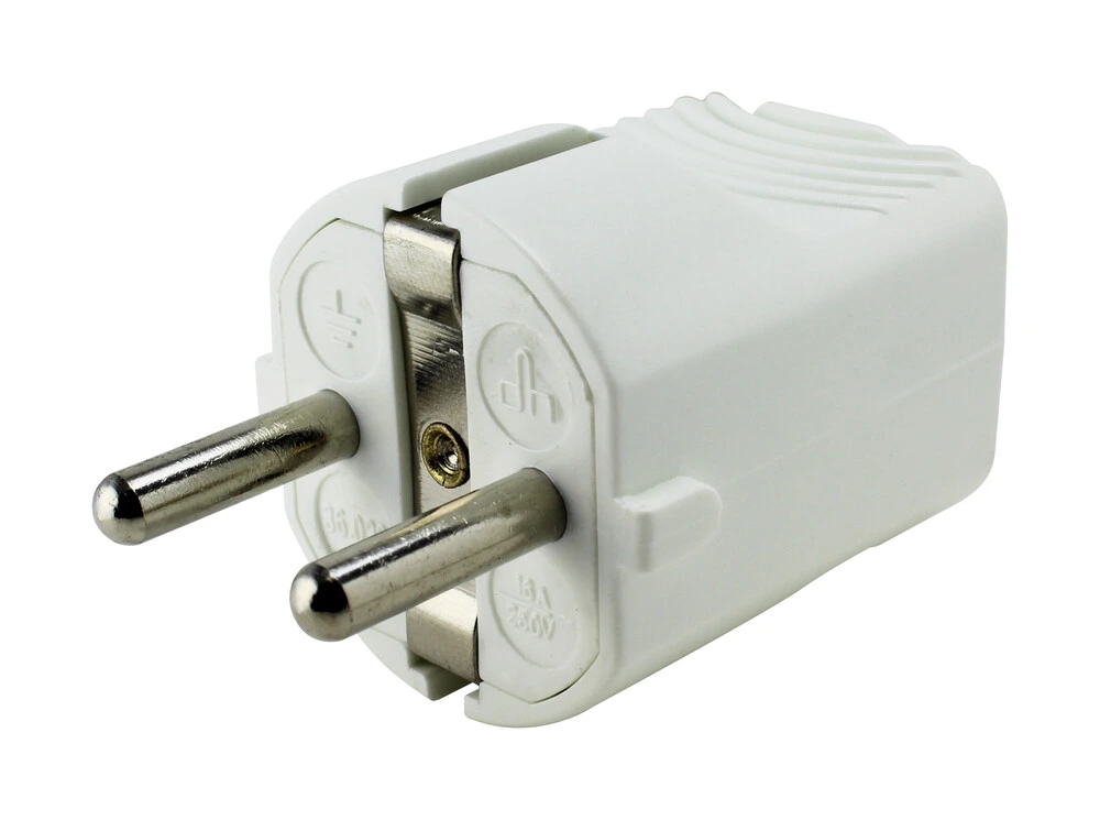 [36.022/B] 36.022/B CLAVIJA MACHO RECTA BIPOLAR CON TOMA DE TIERRA BLANCO