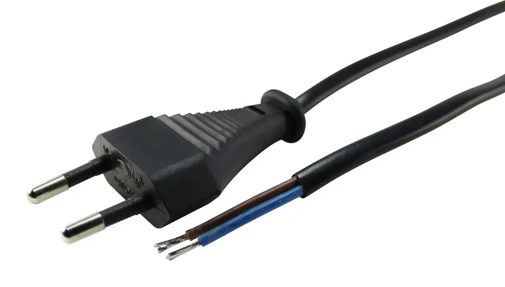 36.640/180H75 CONEXION ELECTRICA 2x0.75 AISLADA CON TOMA BIPOLAR MACHO NEGRO