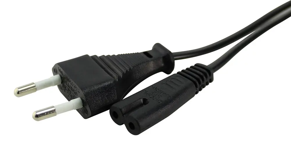 36.683/180/VDE CONEXION ELECTRICA TIPO 8 2x0.50 AISLADA CON TOMA BIPOLAR MACHO NEGRO