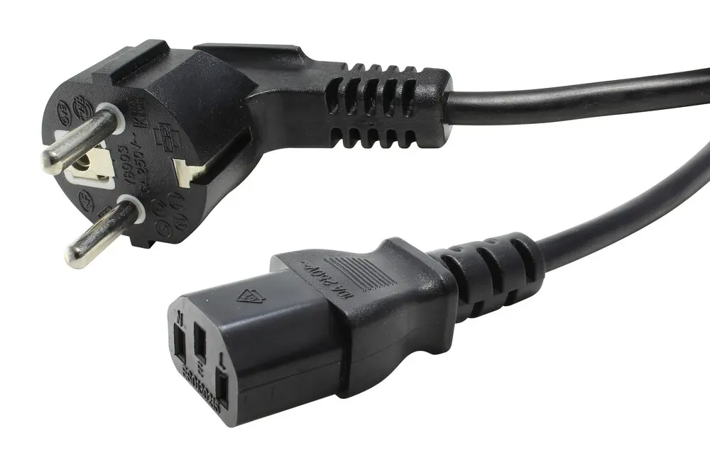 [36.753/180/GR] 36.753/180/GR CONEXION ELECTRICA IEC13 HEMBRA 3x0,75 AISLADA CON TOMA SCHUKO MACHO NEGRO