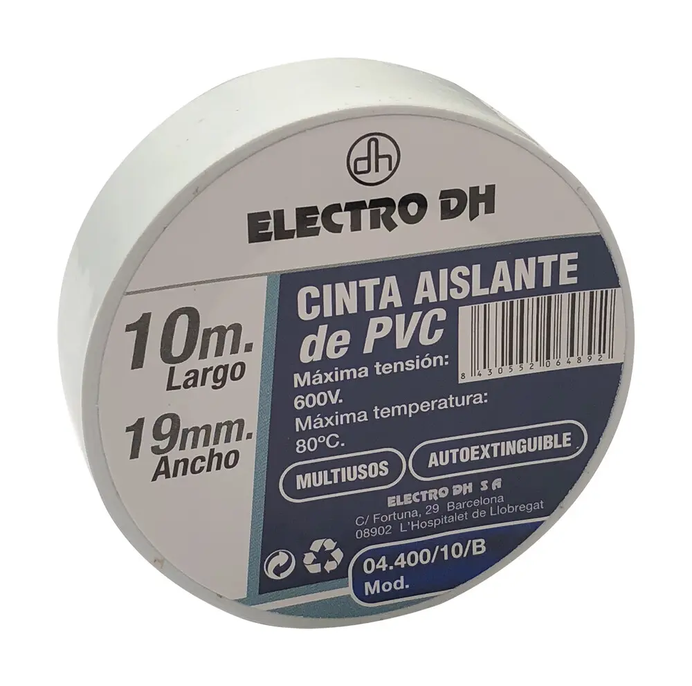 04.400/10/B CINTA AISLANTE PVC BLANCO 10 mtrs