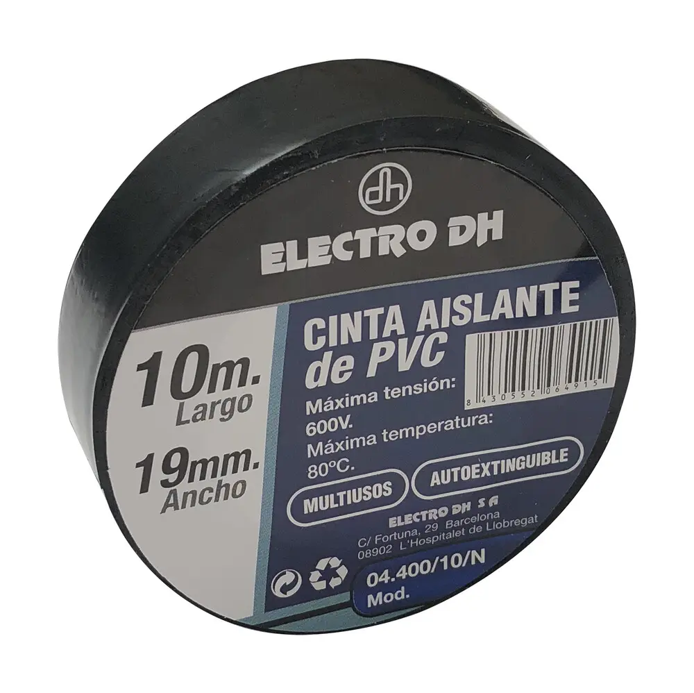 04.400/10/N CINTA AISLANTE PVC NEGRO 10 mtrs