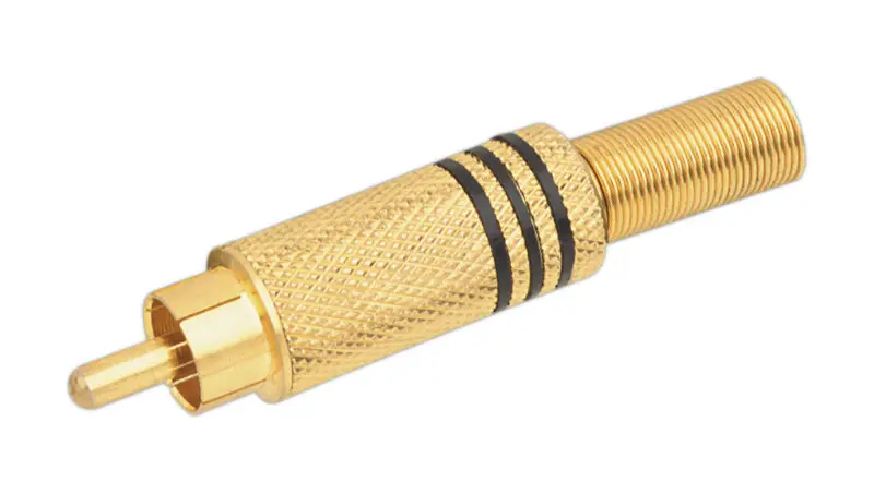 10.593/D/N CONECTOR RCA MACHO METAL DORADO ANILLO NEGRO