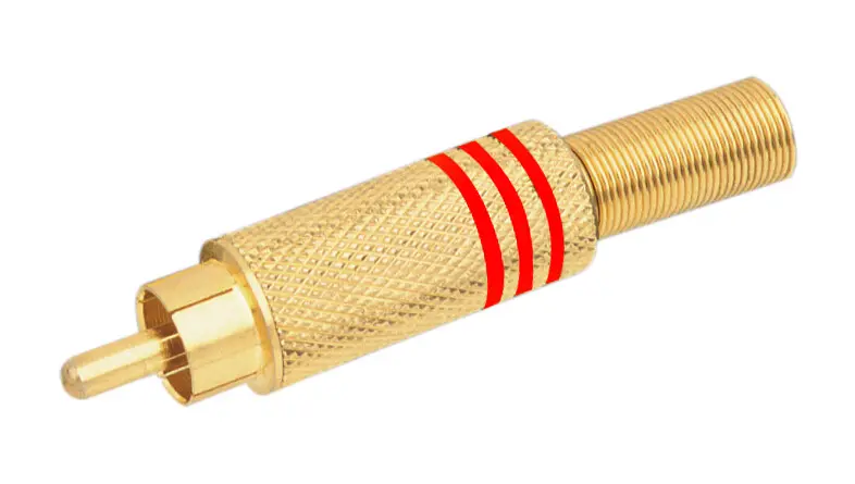 10.593/D/R CONECTOR RCA MACHO METAL DORADO ANILLO ROJO