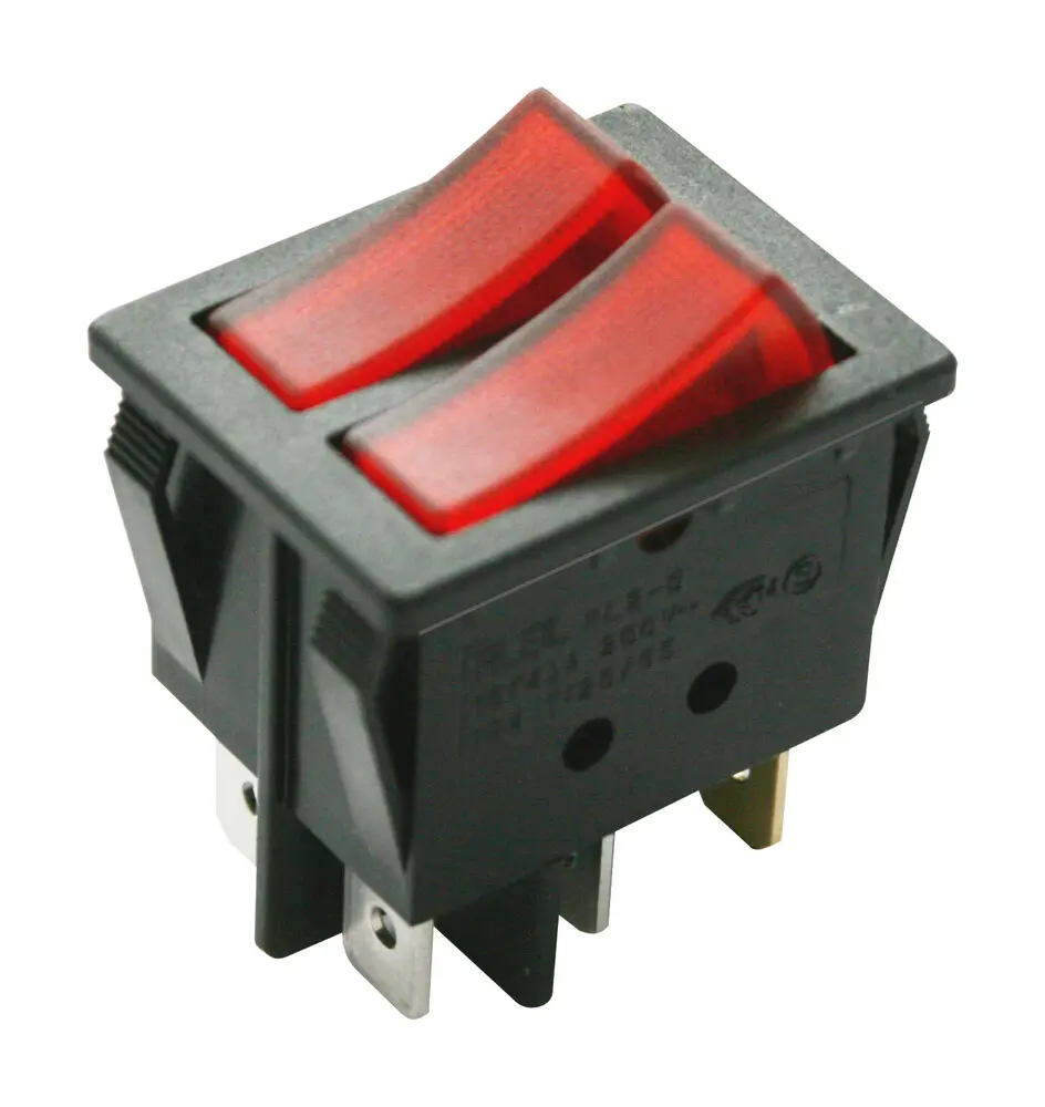 11.410.ILL/NRR INTERRUPTOR BASCULANTE UNIPOLAR DOBLE TECLA ON-OFF LUMINOSO ROJO