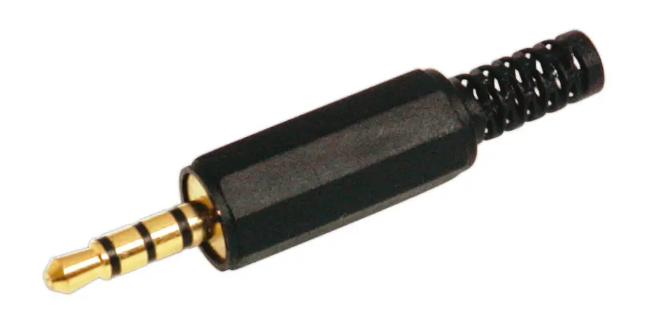 15.109 CONECTOR JACK 3.5mm MACHO 4 CONTACTOS PLASTICO NEGRO