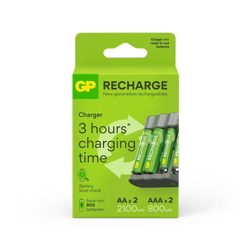 GPACSB441017 CARGADOR RAPIDO DE BATERIAS Ni-MH + 4 BATERIAS AA Y AAA GP