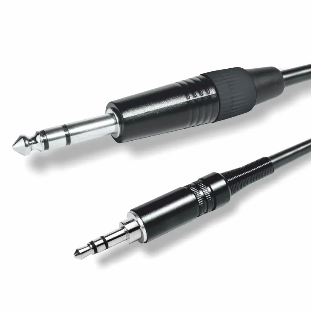 EQ610602S CONEXION JACK 3.5mm ESTEREO MACHO A JACK 6.3mm ESTEREO MACHO 2.00mtrs