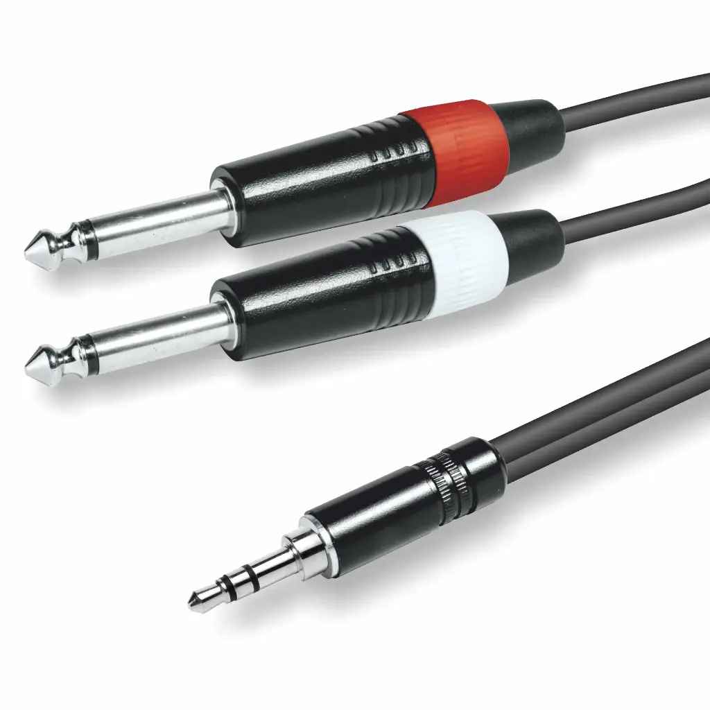 EQ620803S CONEXION JACK 3.5mm ESTEREO MACHO A 2 JACKS 6.3 MONO MACHO 3.00mtrs