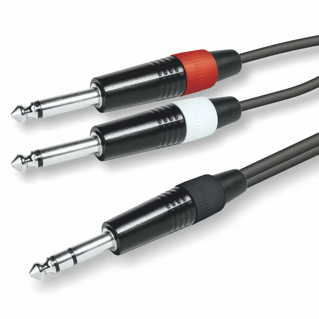 EQ616203S CONEXION JACK 6.3mm ESTEREO MACHO A 2 JACKS 6.3 MONO MACHO 3.00mtrs