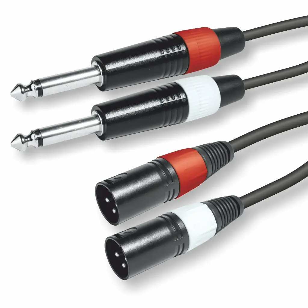 [EQ633003S] EQ633003S CONEXION 2 JACKS 6.3mm MONO MACHO A 2 XLR MACHO 3.00mtrs