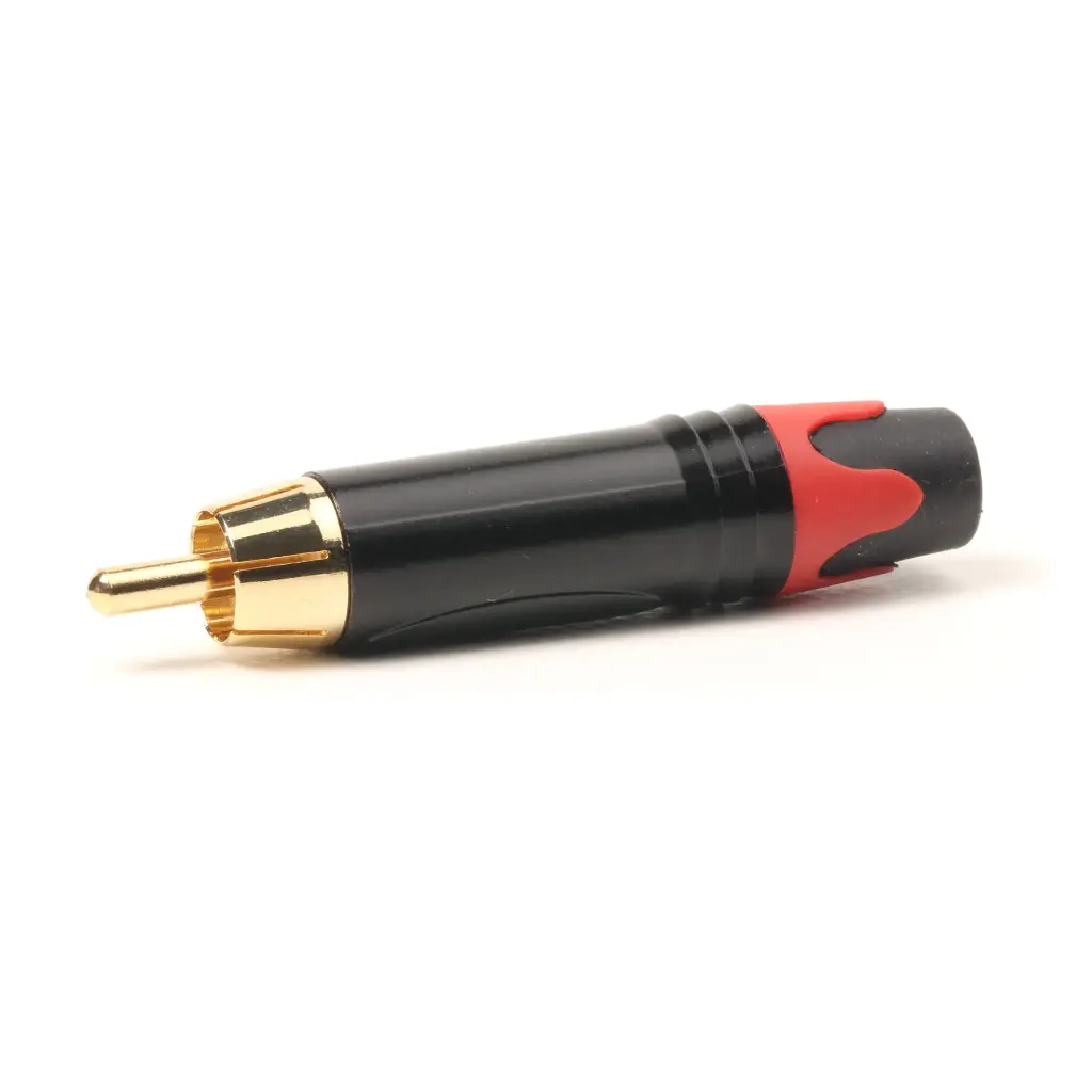 EK9025/BR CONECTOR RCA MACHO METAL NEGRO ANILLO ROJO
