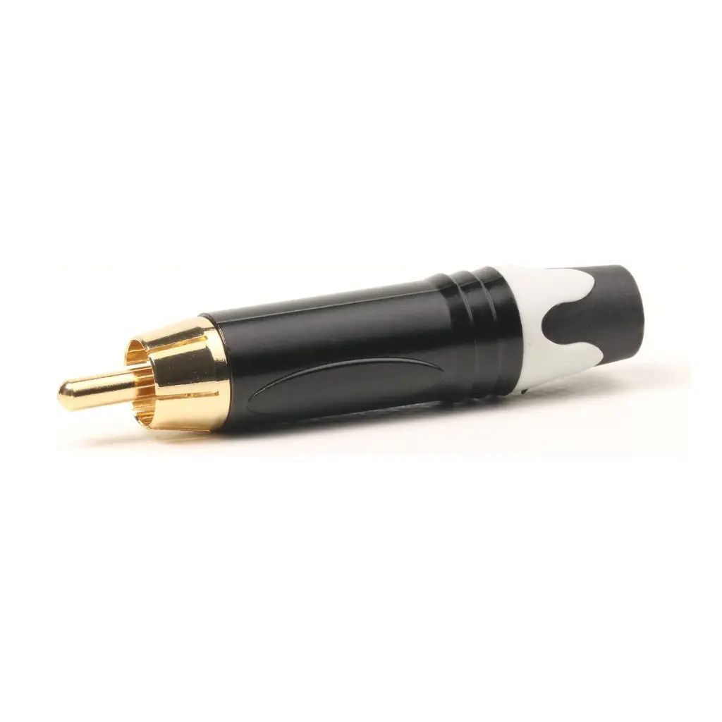 EK9025/BW CONECTOR RCA MACHO METAL NEGRO ANILLO BLANCO