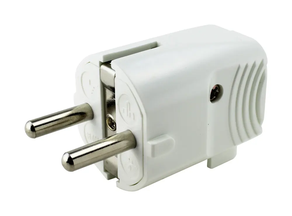 [36.025/B] 36.025/B CLAVIJA MACHO ACODADA BIPOLAR CON TOMA DE TIERRA BLANCO