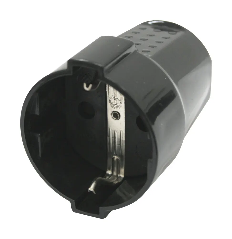 36.036/E/N CLAVIJA HEMBRA BIPOLAR CON TOMA DE TIERRA NEGRO