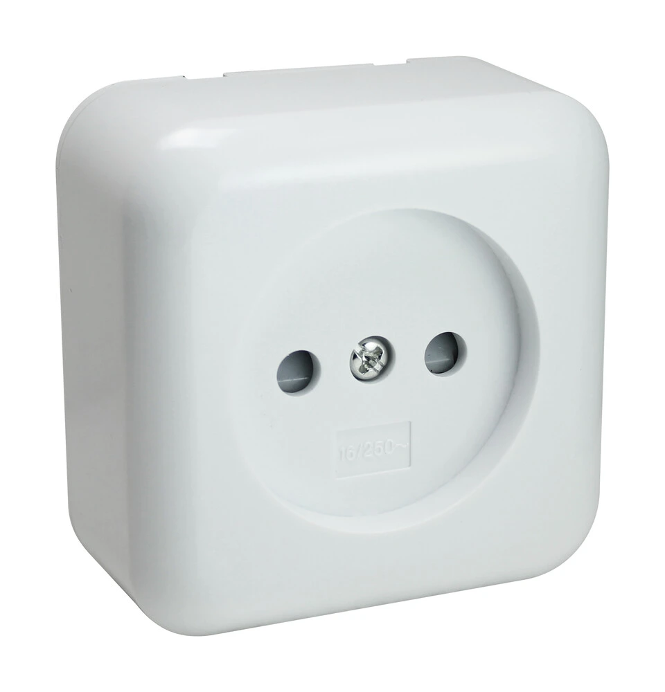 36.470/ST/B BASE DE SUPERFICIE DE 1 ENCHUFE SIN TOMA DE TIERRA BLANCO