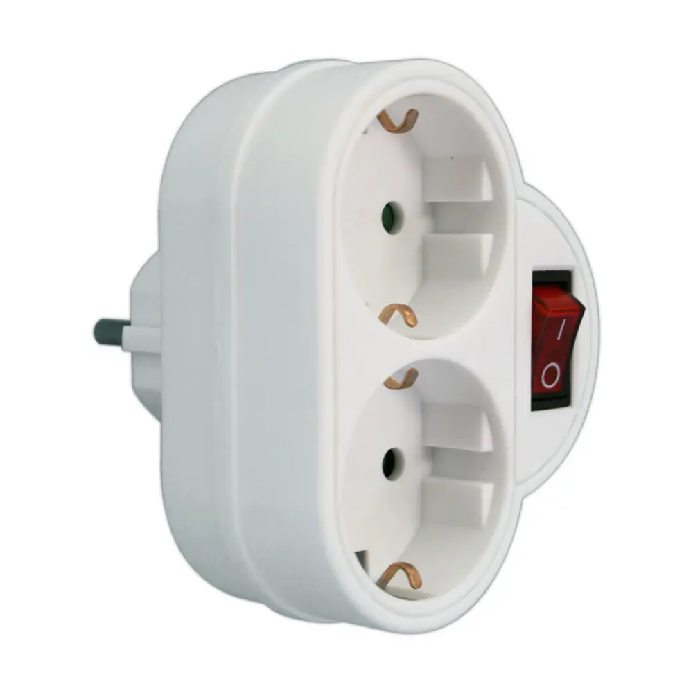 36.088 ADAPTADOR 2 ENCHUFES CON TOMA DE TIERRA E INTERRUPTOR