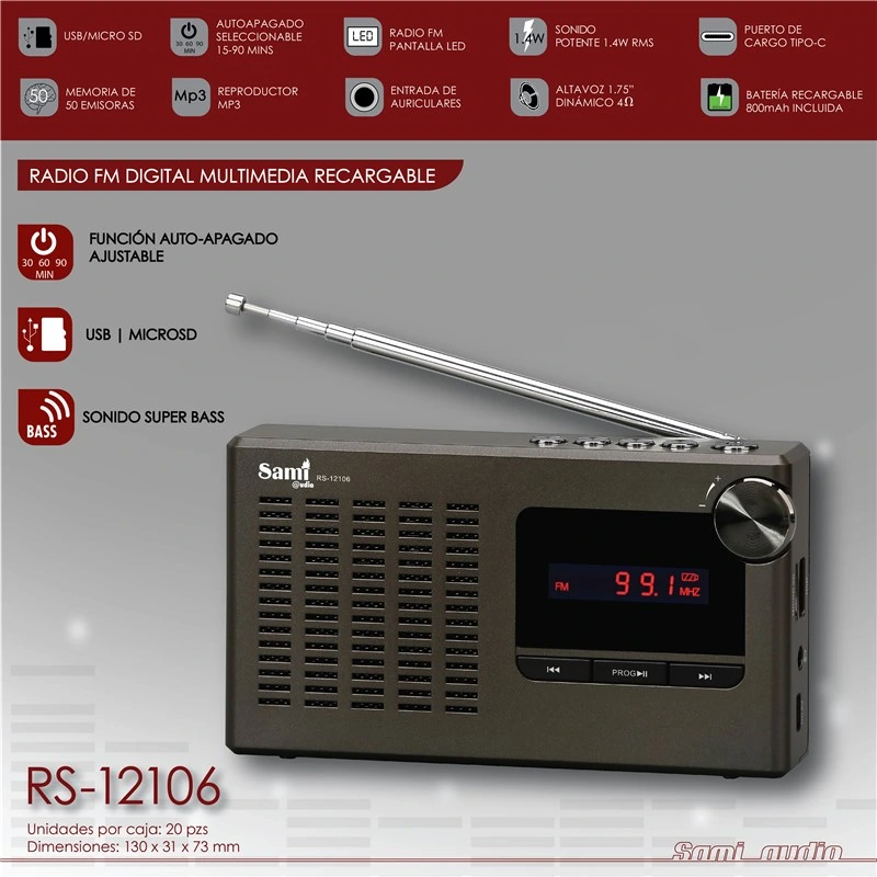 RS-12106 RADIO PORTATIL DIGITAL FM/MICRO SD SAMI